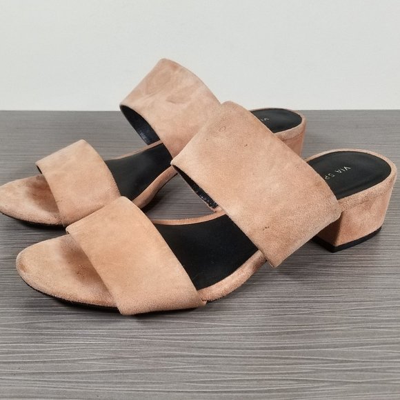 Via Spiga Galene Slide Sandal, Salmon Suede, Womens Size 7.5 M / 37.5 - Picture 1 of 10
